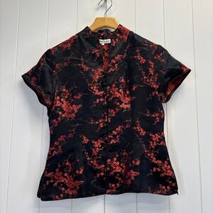 Vintage Ziongyu Women Whimsigoth Asian Satin Brocade Top Size S Fairy Grunge